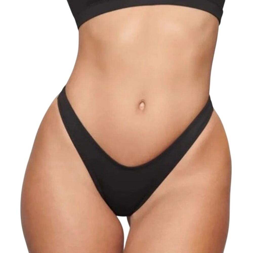 NEW SKIMS Black Cheeky Tanga Bikini Bottom Swimsuit Medium